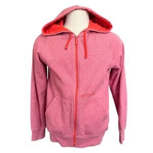 Nixon Red Unisex Zipper Front Cotton Blend Hoodie Size Medium